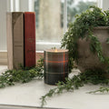 4" Green, Black & White Tartan 3D Flame Glass Candle~
