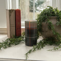 6" Green, Black & White Tartan 3D Flame Glass Candle~