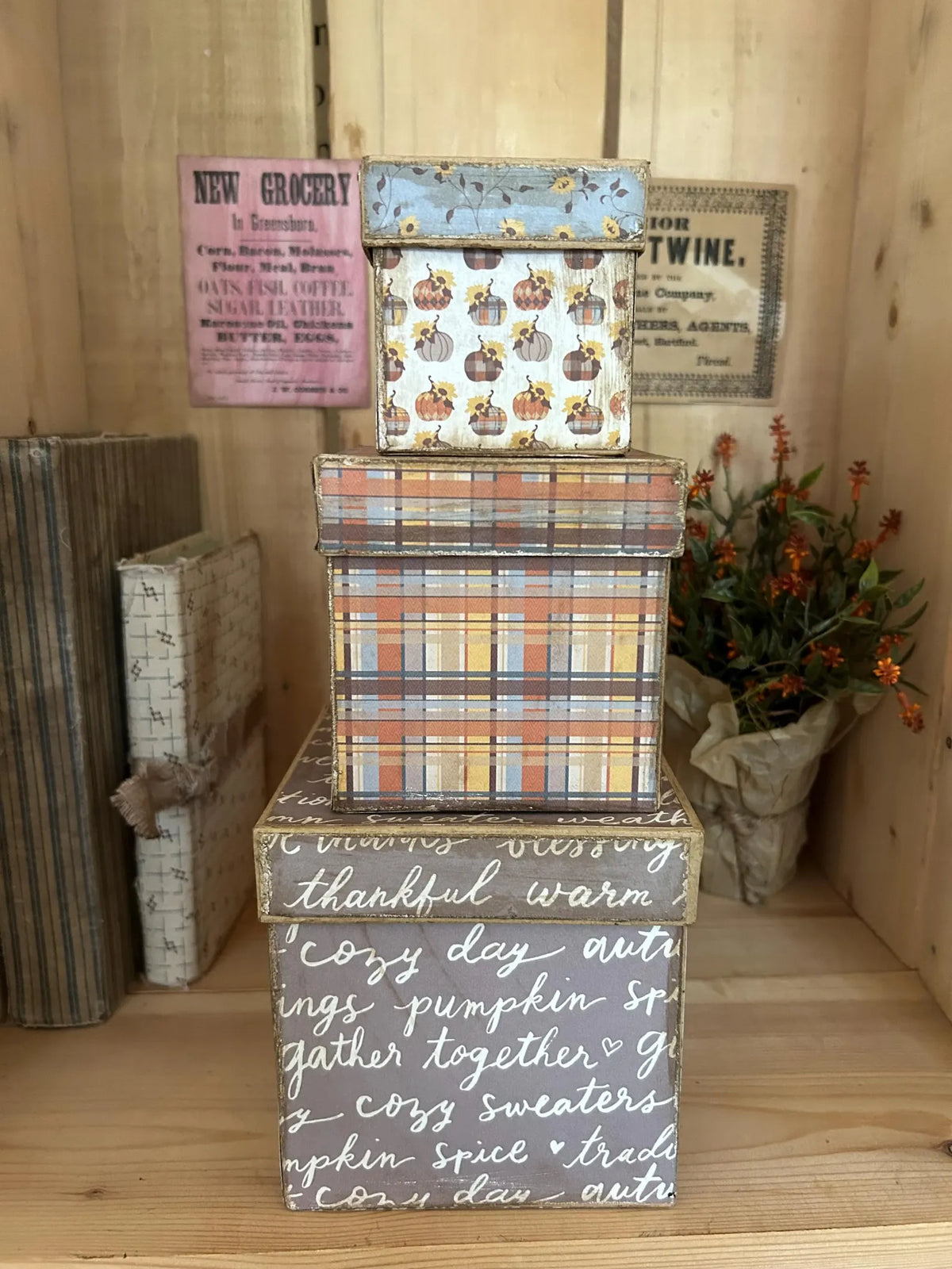 Primitive Autumn Shaker Boxes~