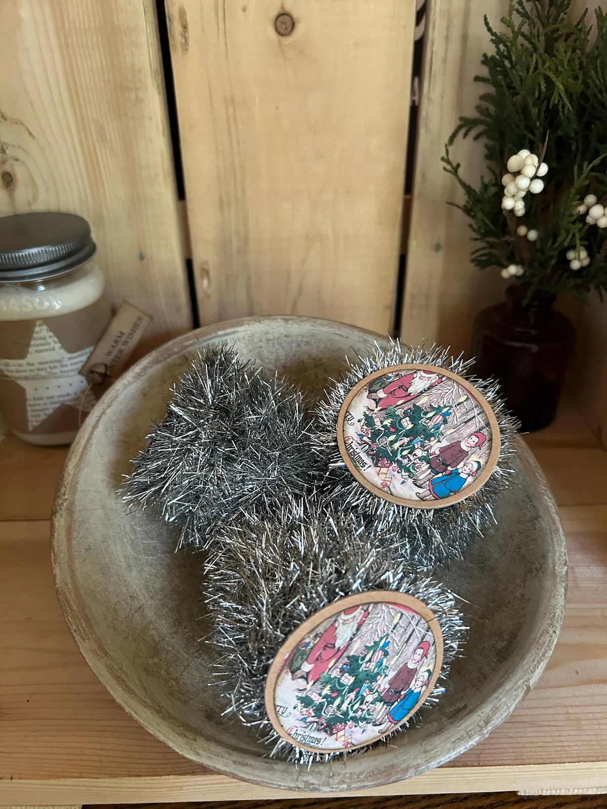 12 Ft Vintage Farmhouse Silver Tinsel Garland~