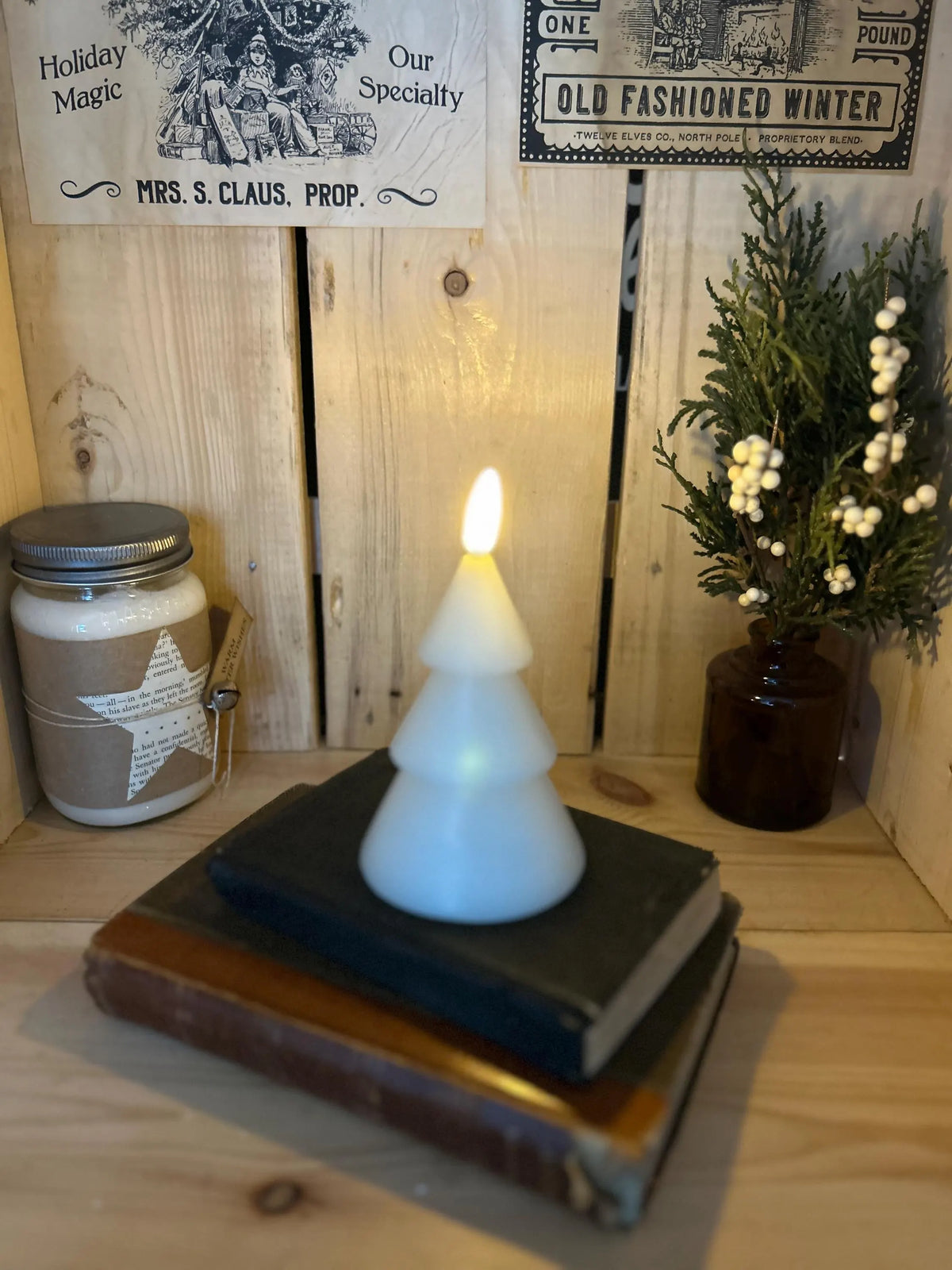 5" Cream 3D Flame Smooth Tree Candle~